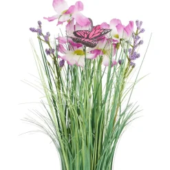 Merk Kunstplanten & -Bloemen^Kunstgrashalm Met Bloemen En Vlinders